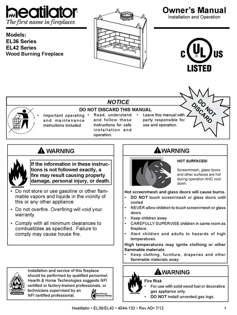 Heatilator Wood Burning Fireplace EL36 Series User manual Heatilator Wood Burning Fireplace EL36 Series User manual