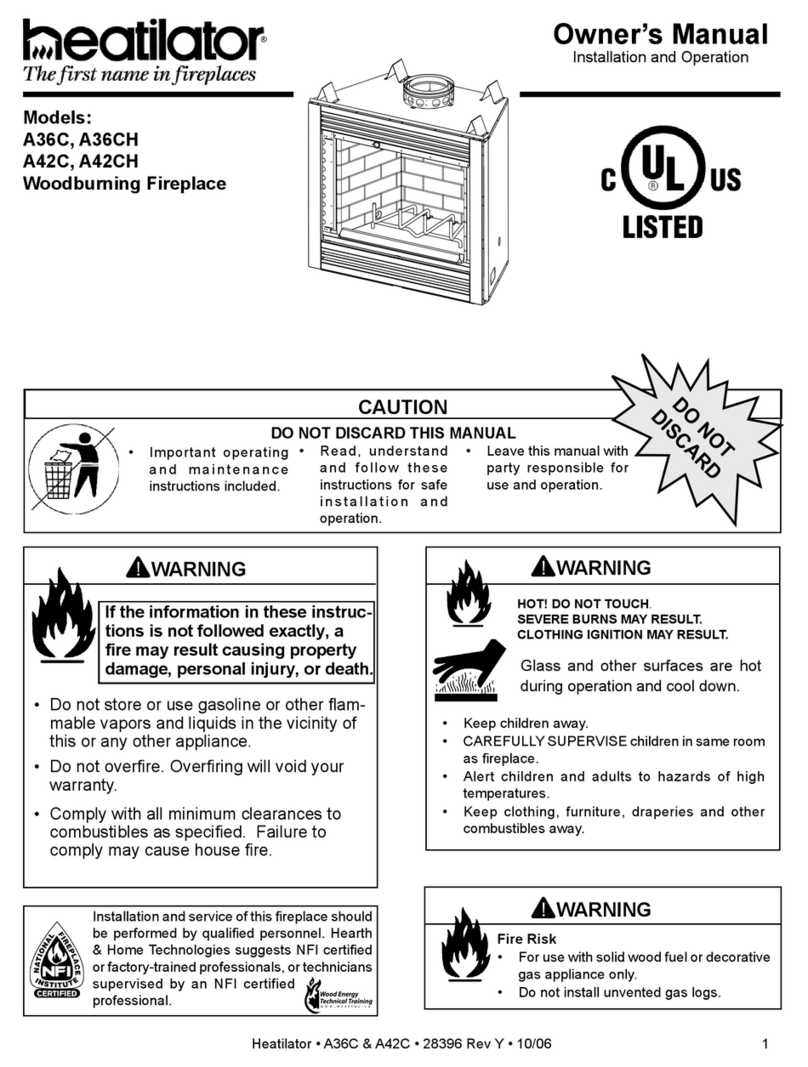Heatilator Wood Burning Fireplace A36C owner's manual