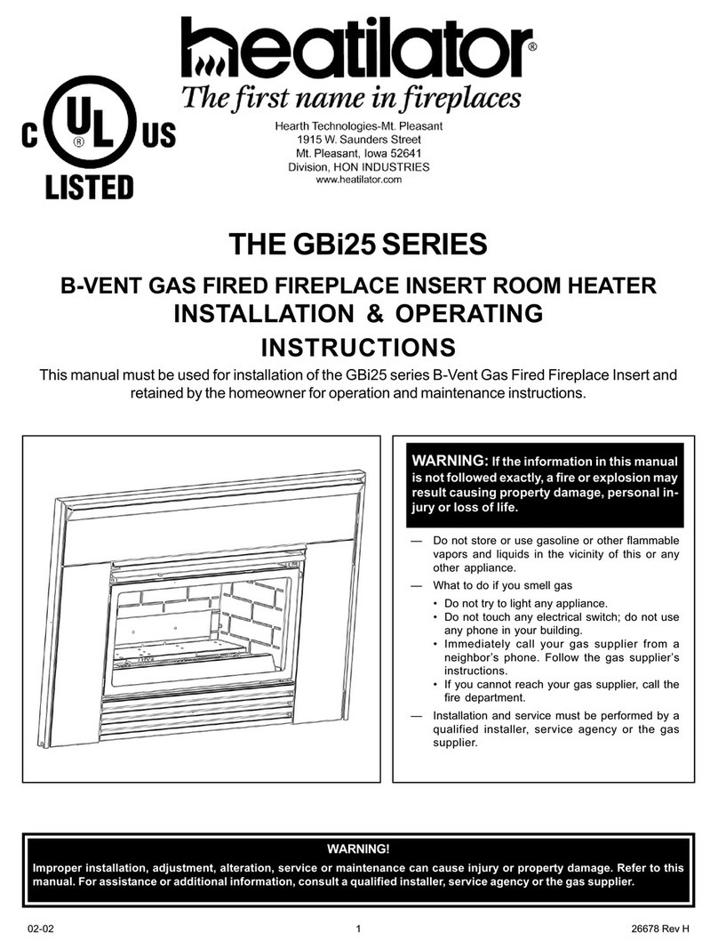 Heatilator GBI25 Series Installation & operating instructions