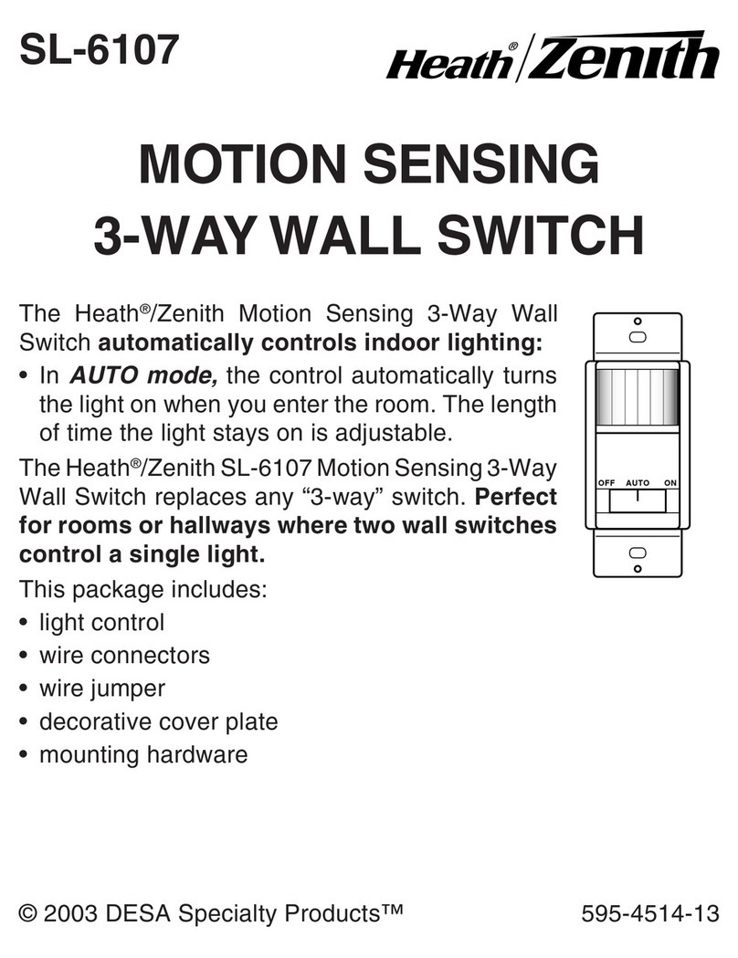 Heath Zenith Motion Sensing 3-Way Wall Switch SL-6107 User manual