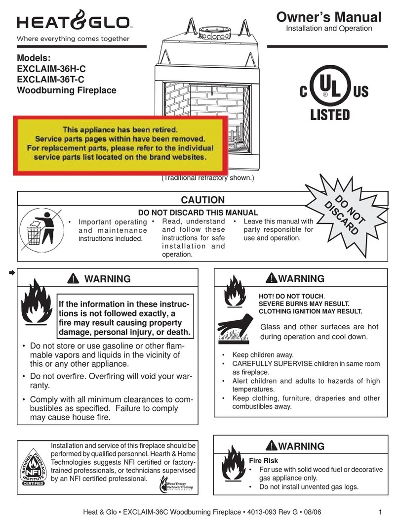 Heat & Glo EXCLAIM-36H-C User manual