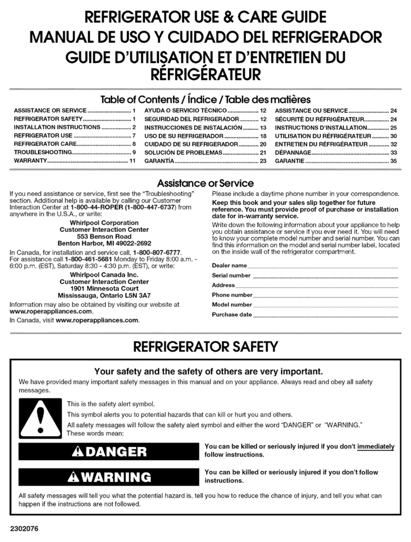 Roper RT18AKXKQ08 Use & care guide
