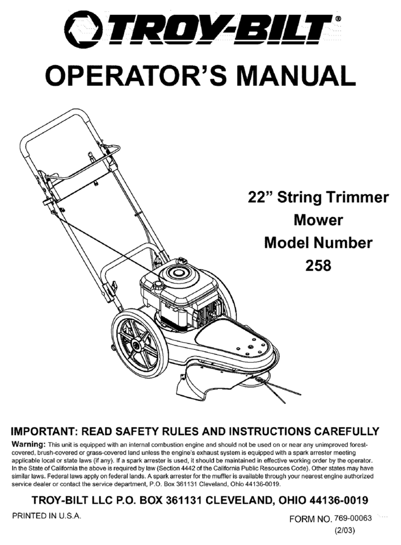 Troy-Bilt 258 User manual
