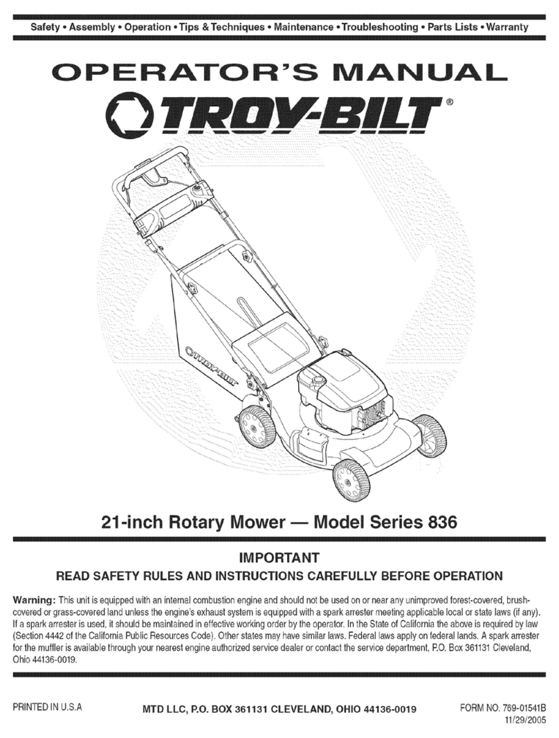 Troy-Bilt 836 series Operator's manual