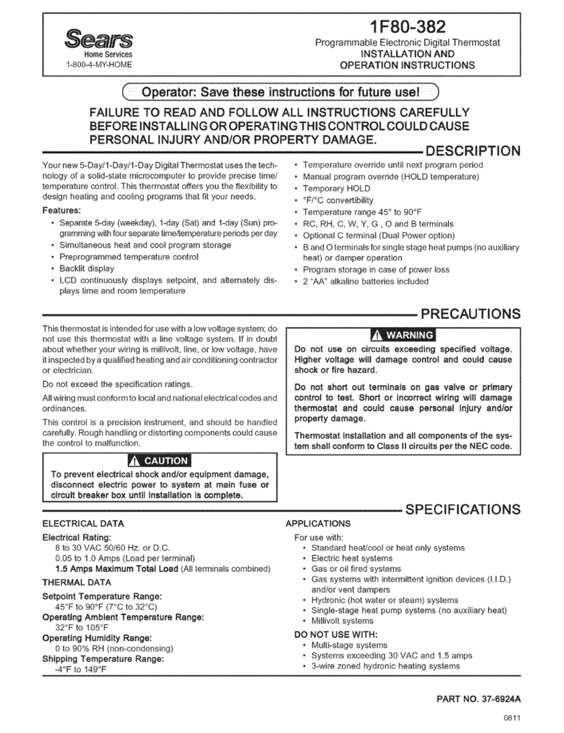 Sears 1F80-382 Installation and operation instructions