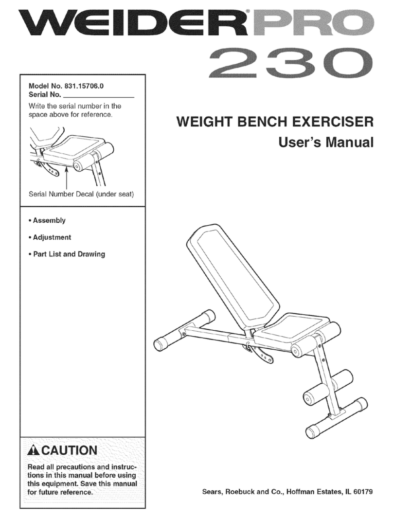 Weider PRO 230 User manual Weider PRO 230 User manual