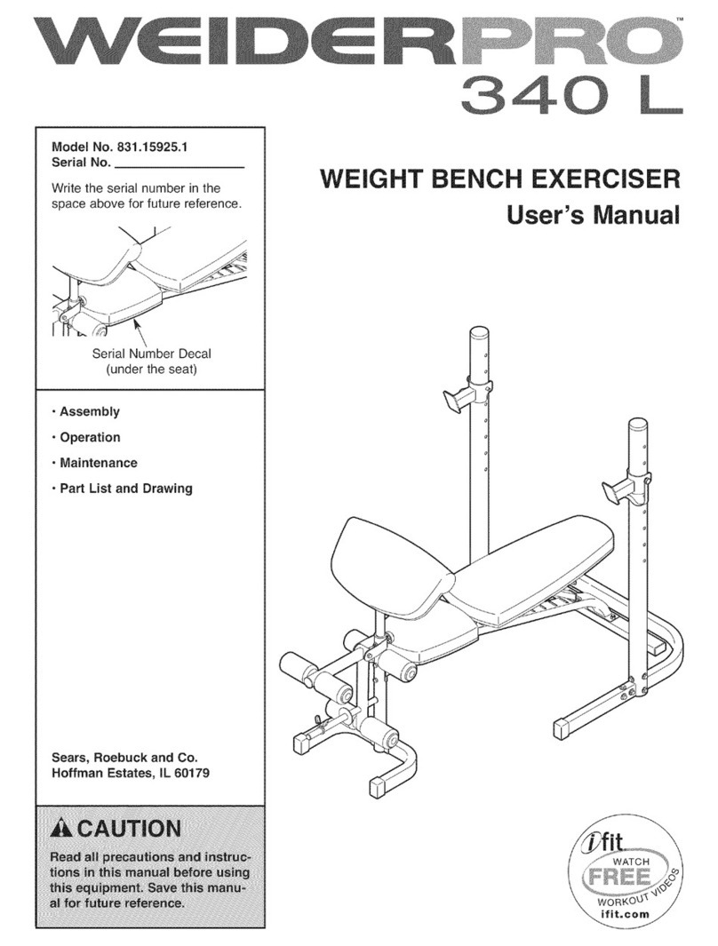 Weider Pro 340 L Bench User manual Weider Pro 340 L Bench User manual