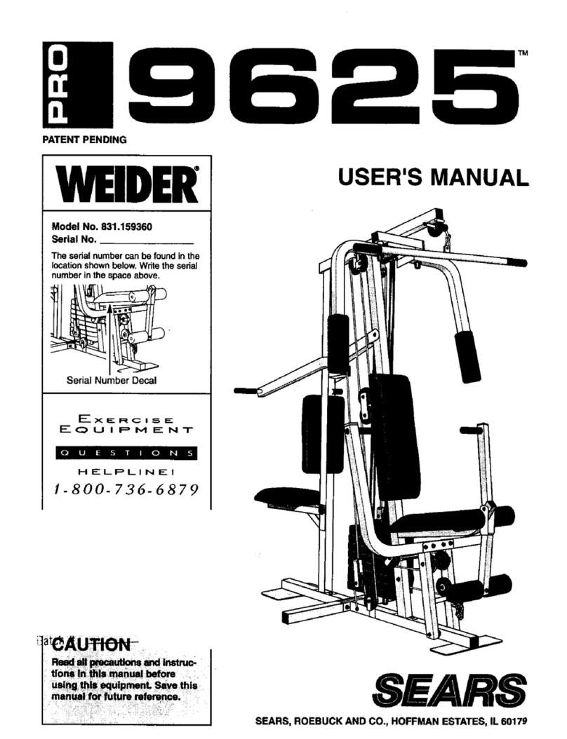 Weider Pro 9625 User manual