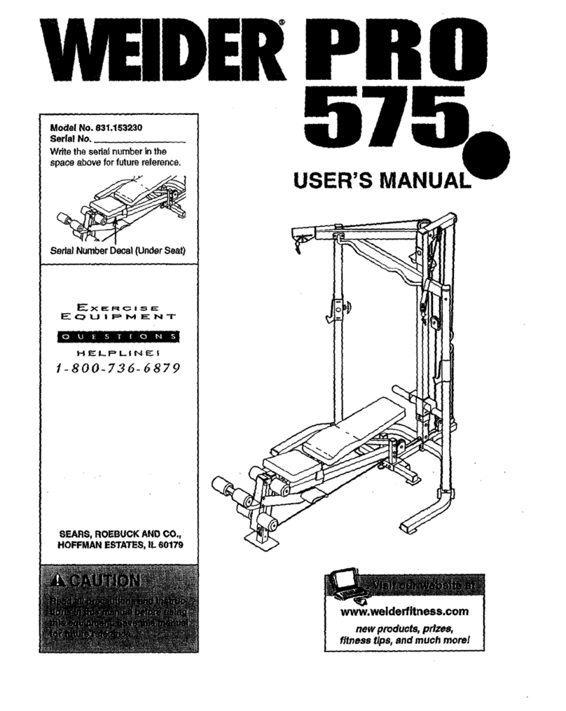 Weider PRO 575 User manual