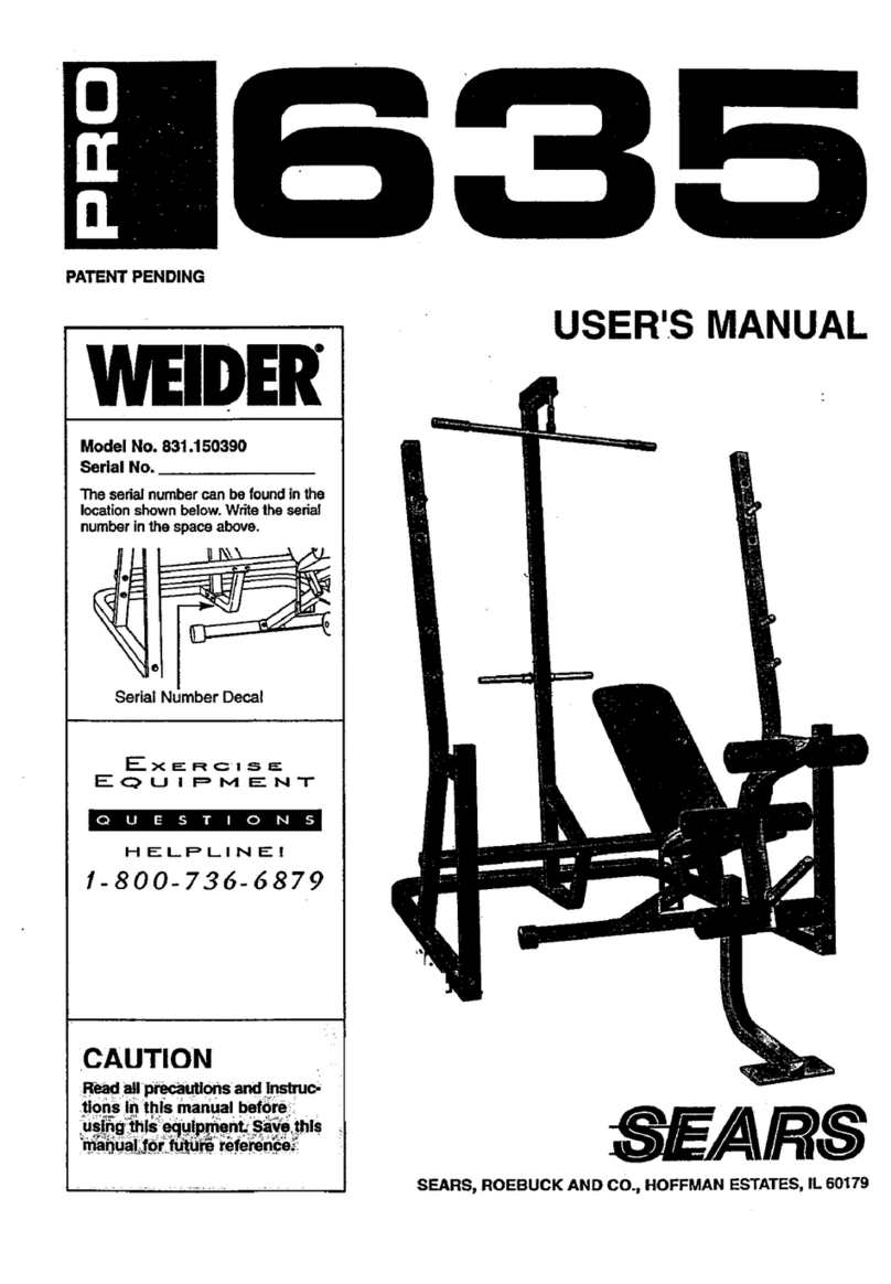 Weider PRO 635 User manual Weider PRO 635 User manual