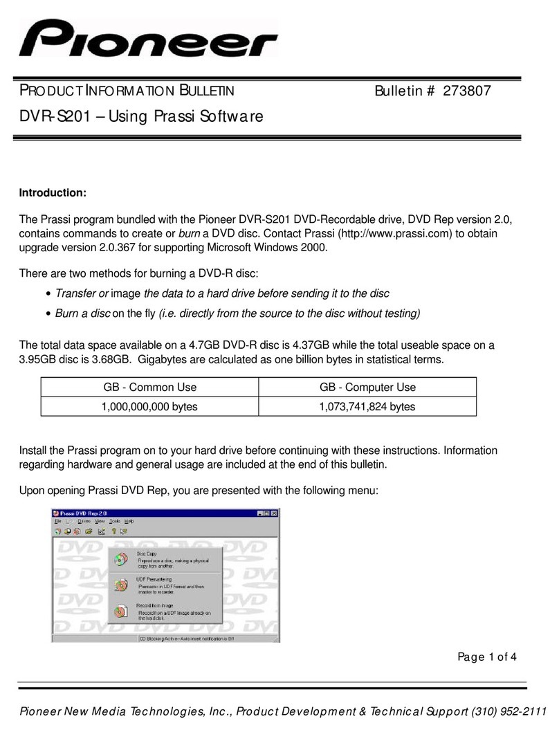 Pioneer DVR-S201 Product information bulletin Pioneer DVR-S201 Product information bulletin