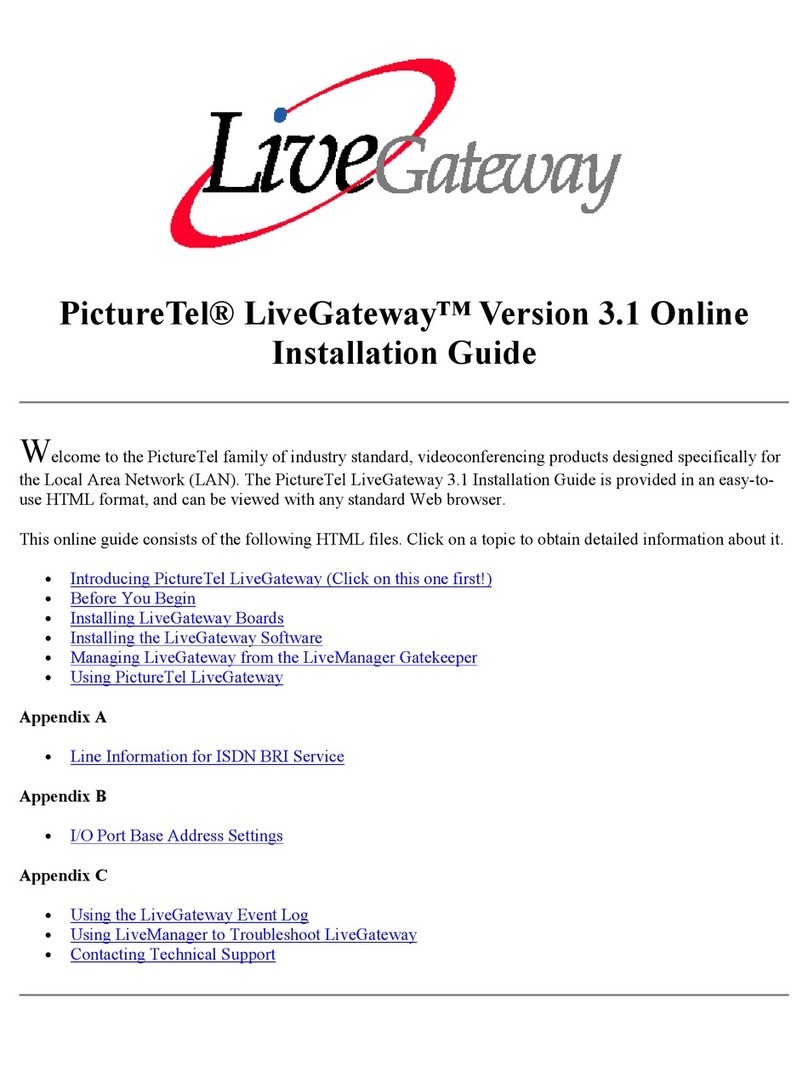 PictureTel LIVE GATEWAY 3.1 installation guide