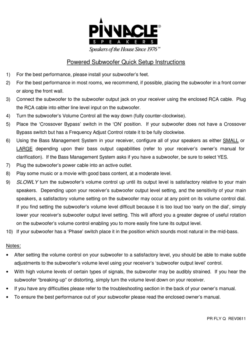 Pinnacle Speakers G0624 Quick setup instructions