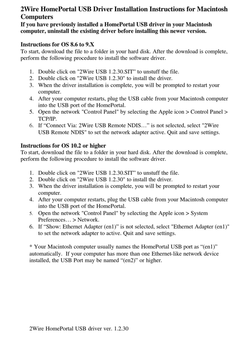 2-Wire HomePortal USB Driver User manual