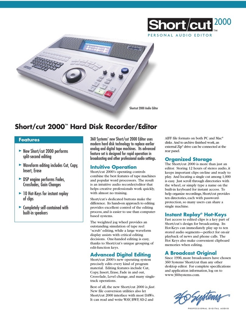 360 Systems Short/cut 2000 Audio Editor User manual