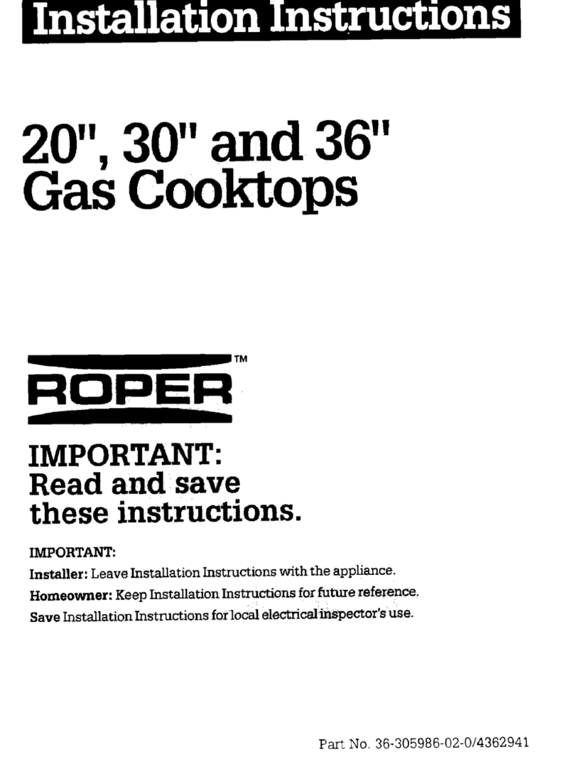 Roper Gas Cooktops installation instructions