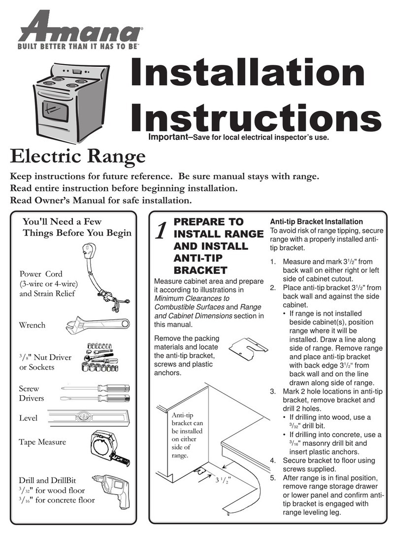 Amana ELECTRIC RANGE installation instructions