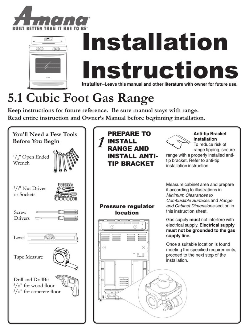Amana Gas Range installation instructions