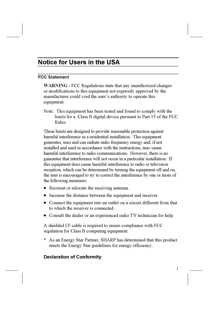 Sharp PC-9800T User manual