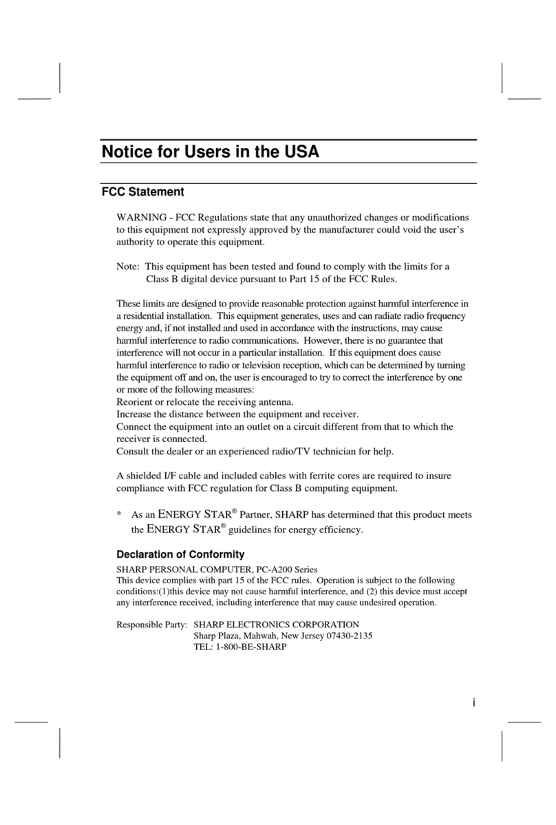 Sharp PC-A290 User manual