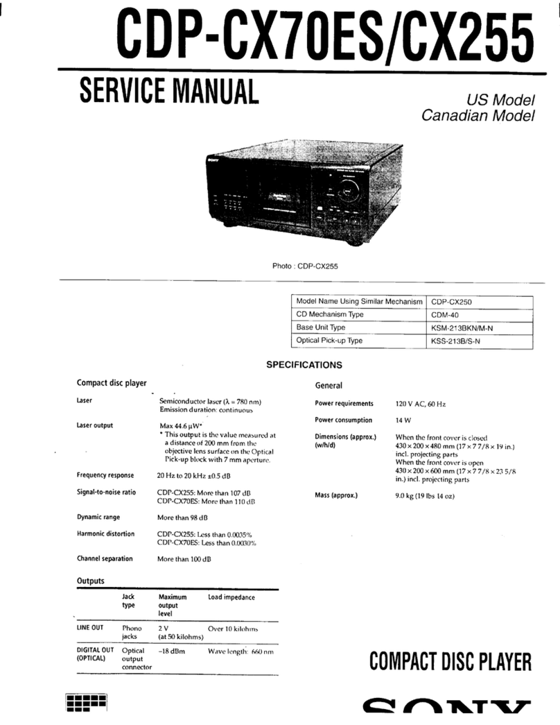 Sony CDP-CX70ES - Es 200 Disc Cd Player Service manual