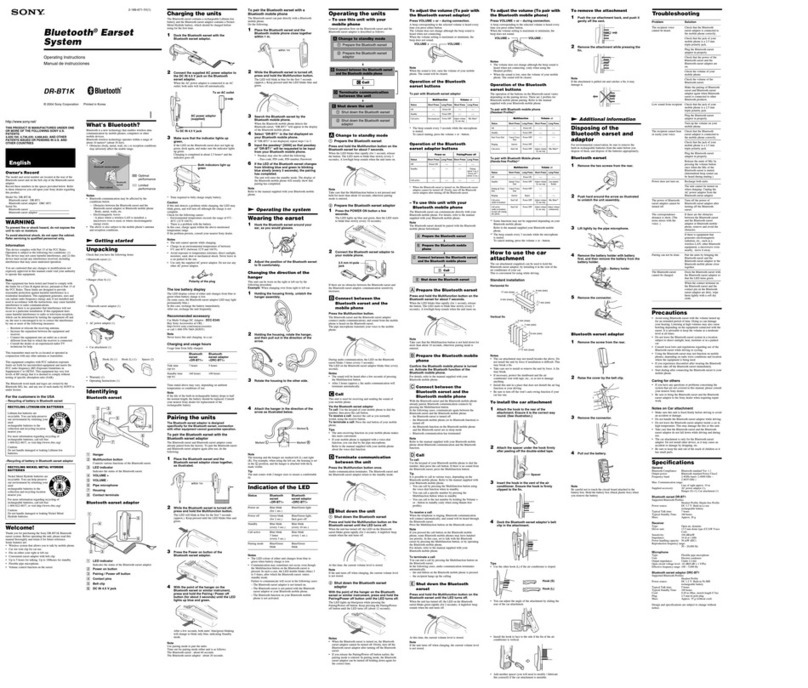 Sony DR-BT1K operating instructions
