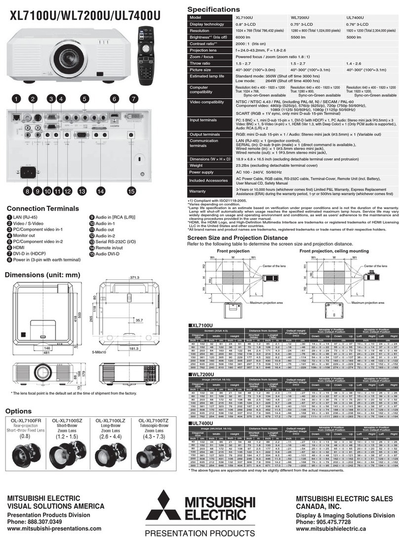 Mitsubishi Electric XL7100U Specifications
