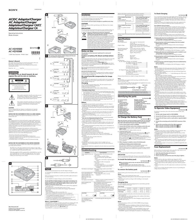 Sony AC-VQ1050B operating instructions