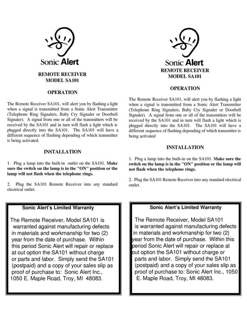 Sonic Alert SA101 Operation and installation instructions