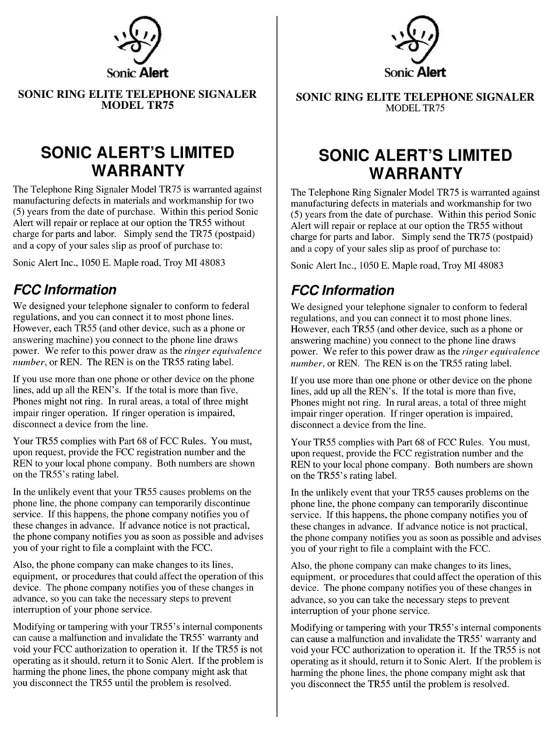 Sonic Alert TR75 instruction manual