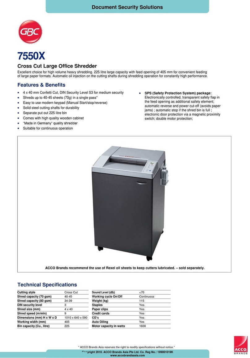 GBC Shredmaster 7550X specification