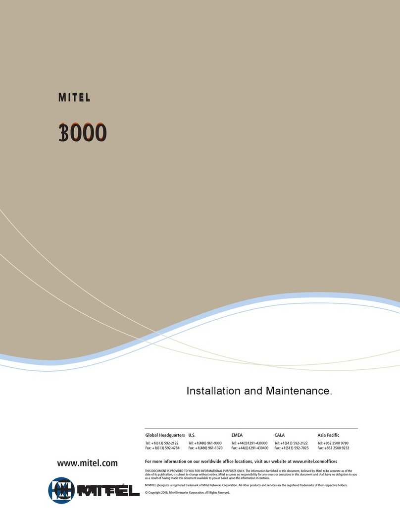 Mitel 3000 Installation and maintenance manual