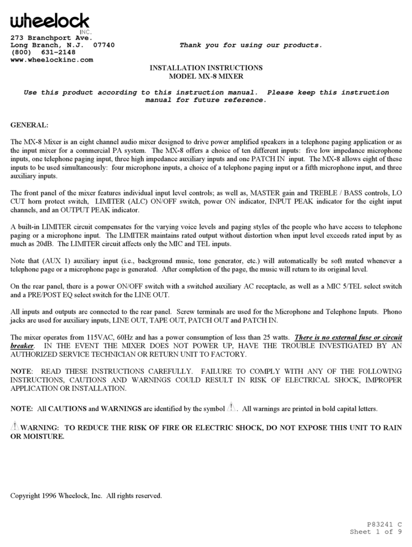Wheelock MX-8 Mixer installation instructions