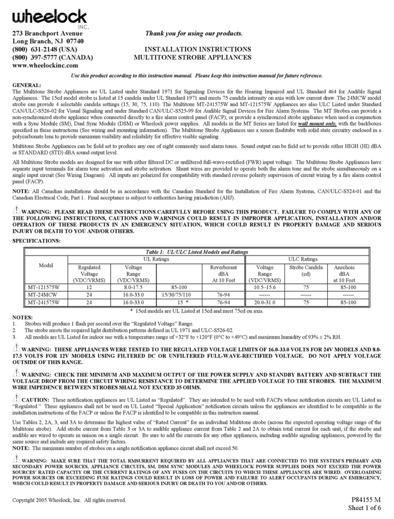 Wheelock MT-241575W User manual