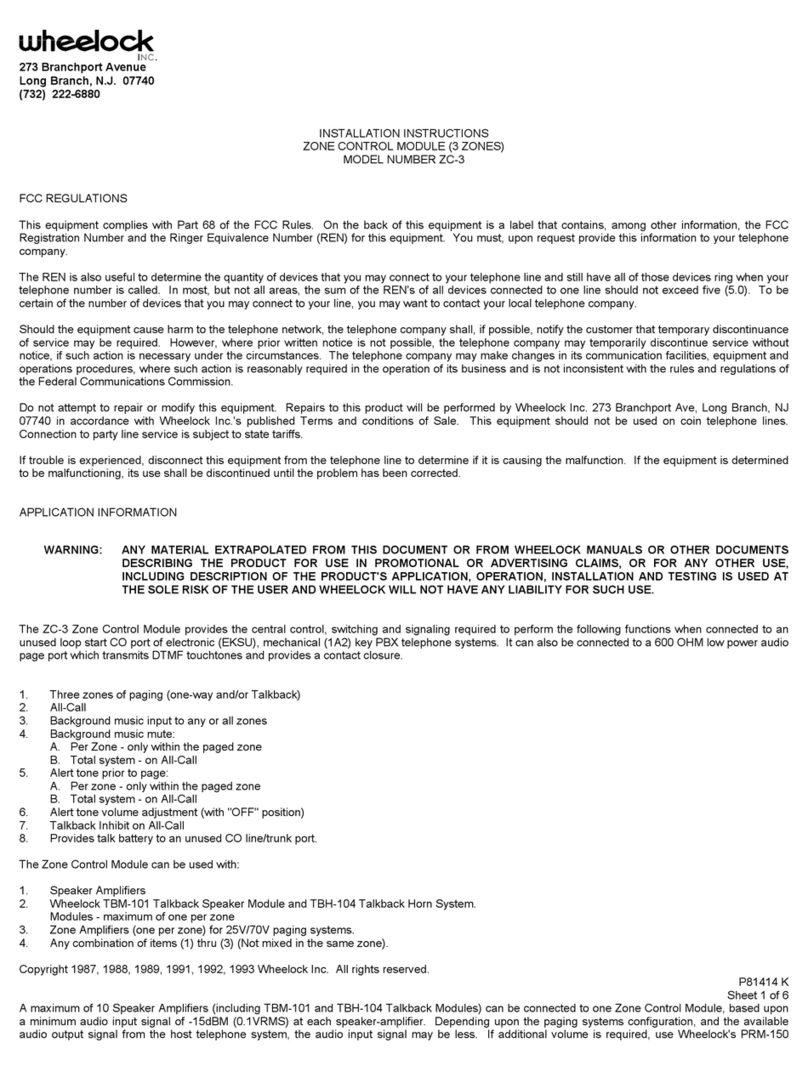 Wheelock ZC-3 installation instructions