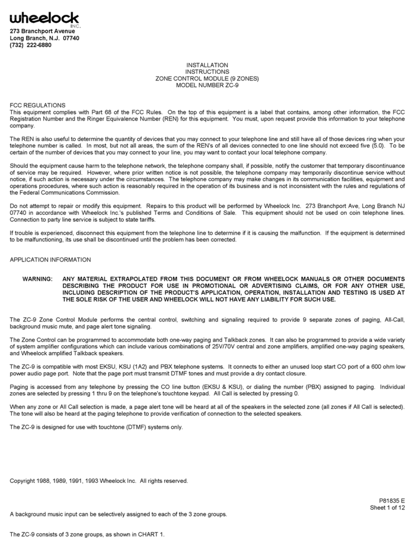 Wheelock ZC-9 installation instructions