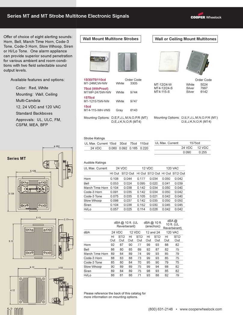 Cooper Wheelock MTWP-2475W-NW specification Cooper Wheelock MTWP-2475W-NW specification