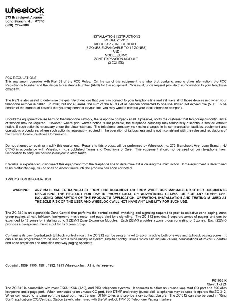 Wheelock ZC-312 installation instructions