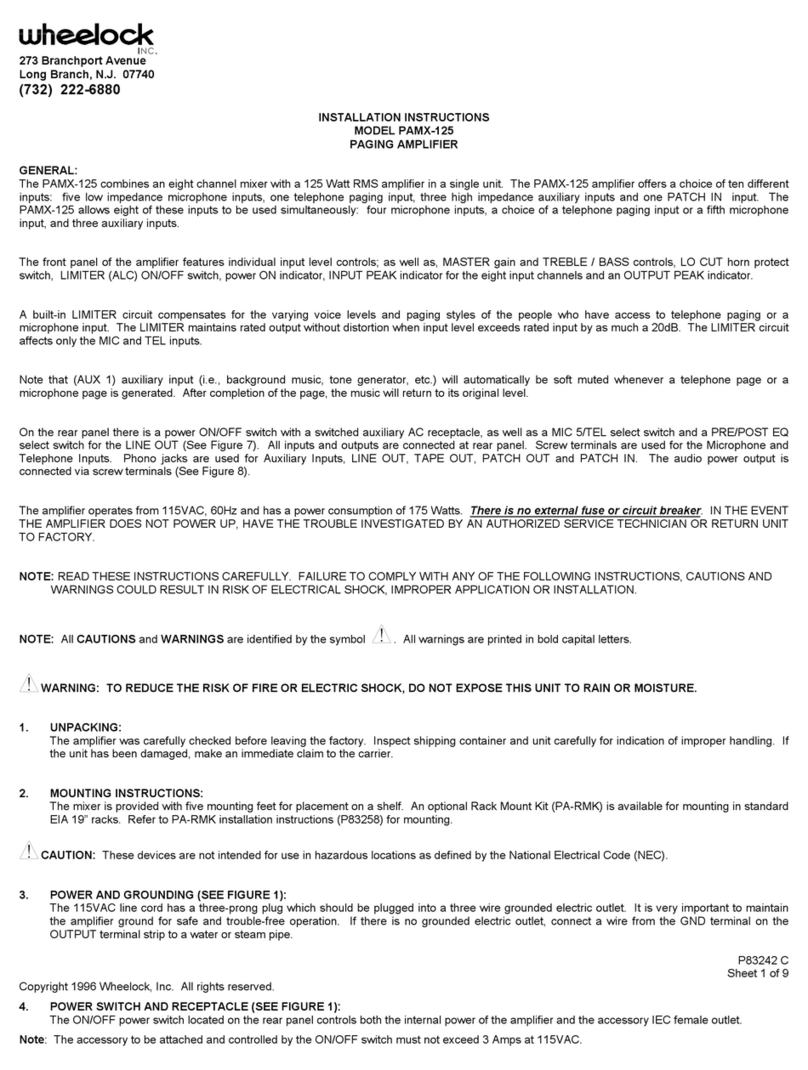 Wheelock PAMX-125 installation instructions