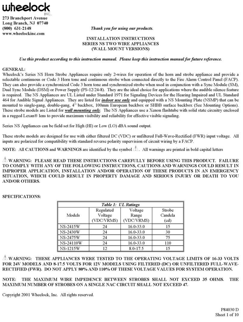 Wheelock NS-1215W installation instructions
