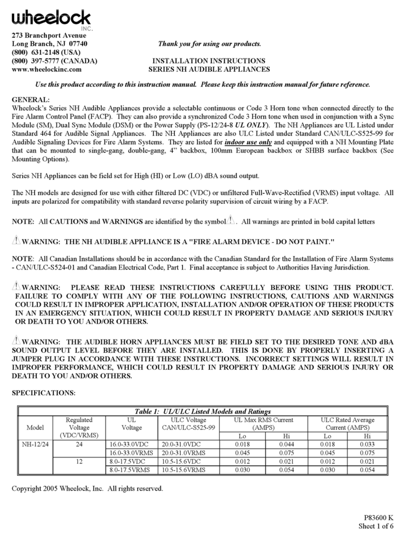 Wheelock SERIES NH User manual Wheelock SERIES NH User manual