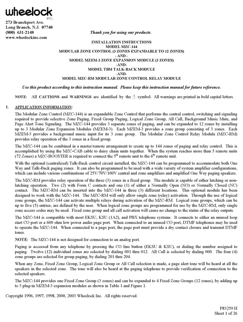 Wheelock MZC-144 installation instructions