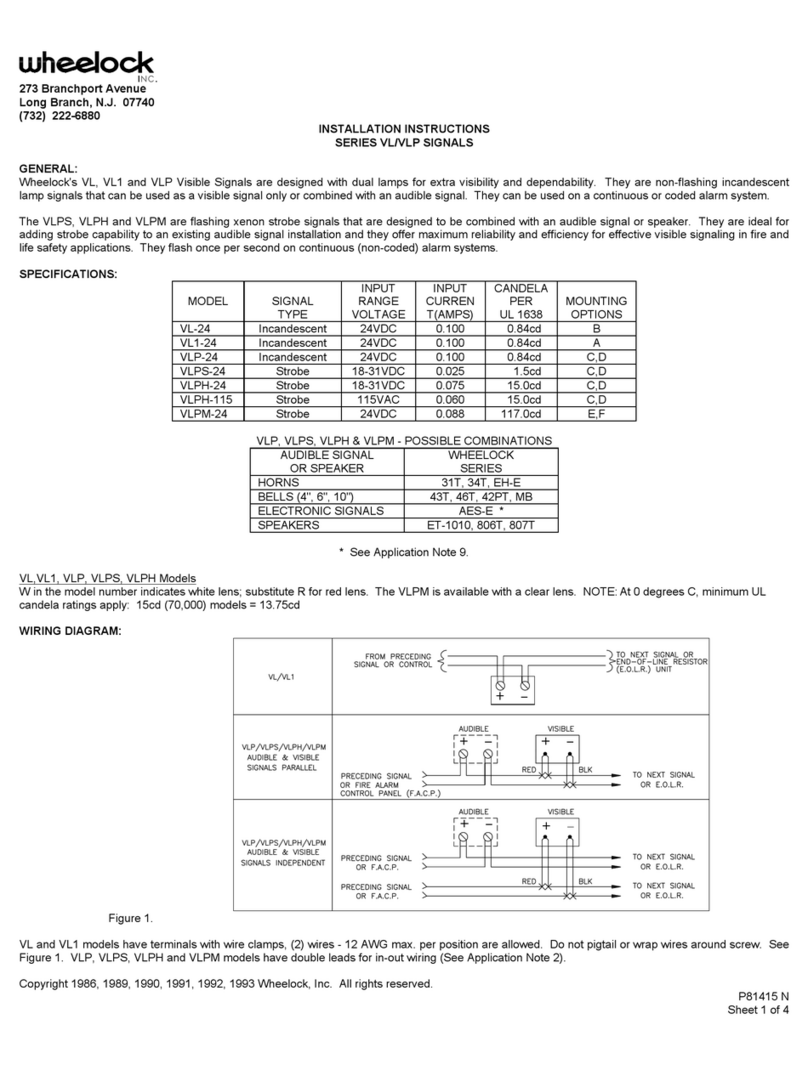 Wheelock SERIES VL installation instructions