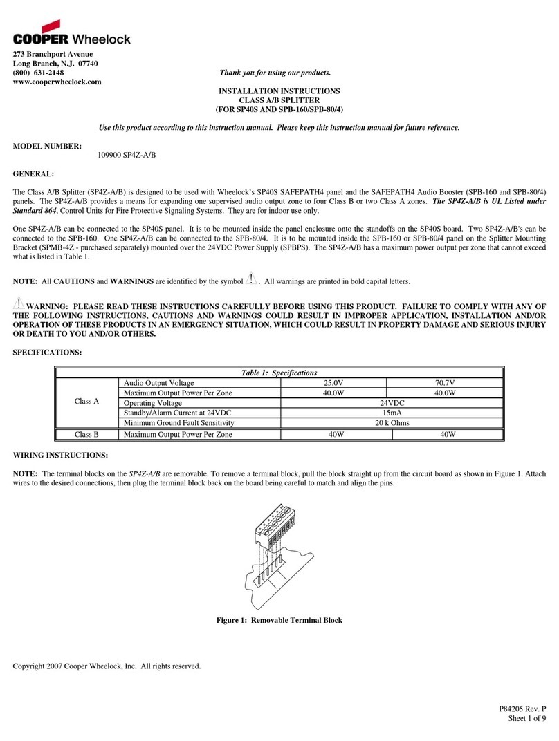Cooper Wheelock SAFEPATH SP4Z-A-B installation manual