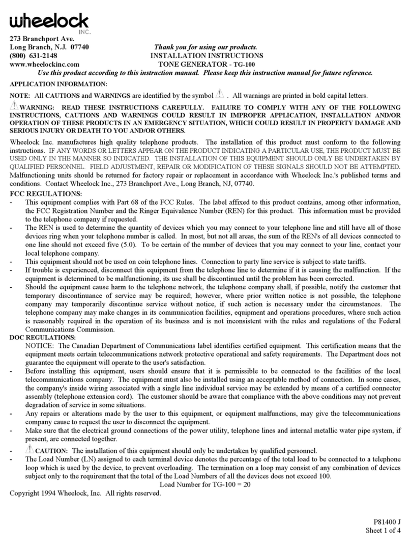 Wheelock TG-100 installation instructions