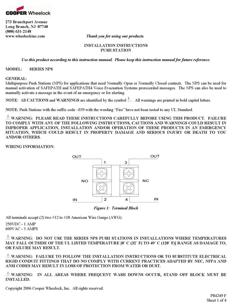 Cooper Wheelock Series NPS User manual