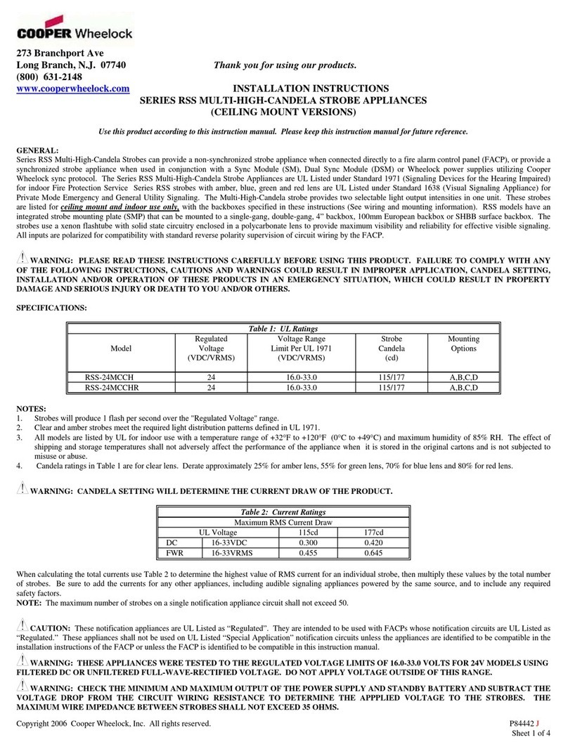Cooper Wheelock RSS-24MCCH installation instructions