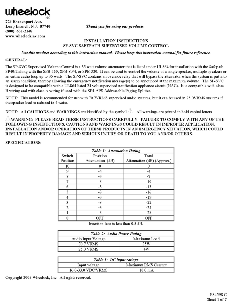 Wheelock SP-SVC User manual