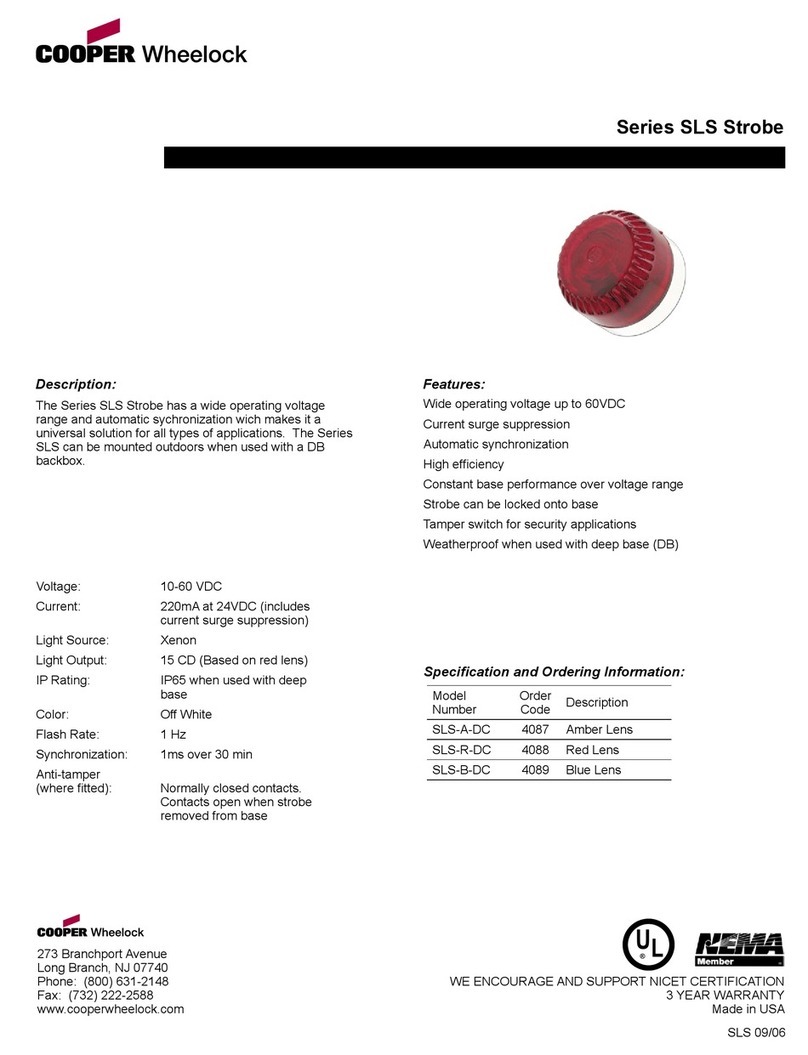 Cooper Wheelock SLS-A-DC specification Cooper Wheelock SLS-A-DC specification