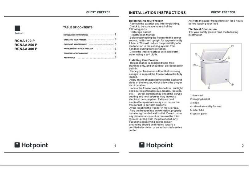 Hotpoint RCAA 100 P installation instructions